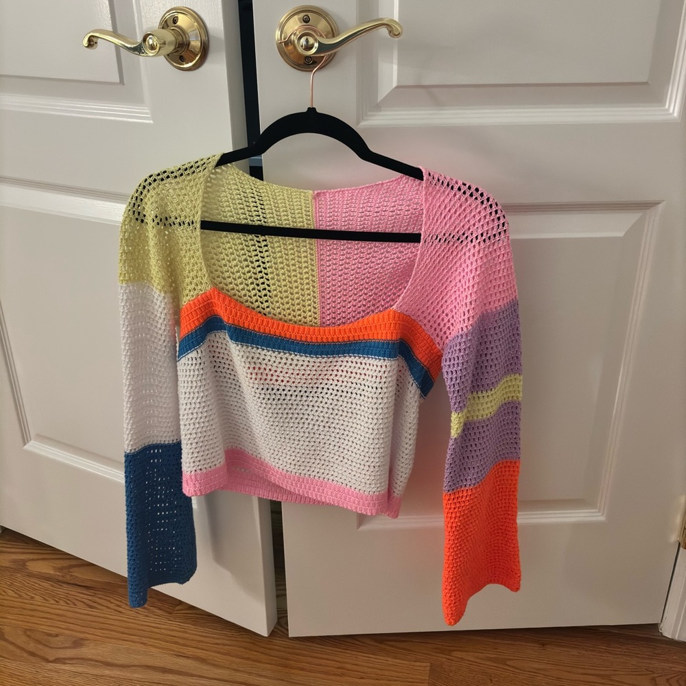 Colorful Patchwork Knit Sweater